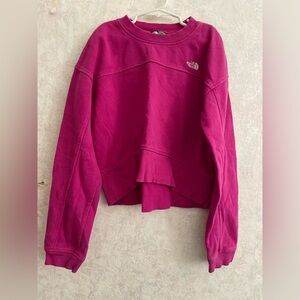 The North Face girls large pink cropped sweatshirt